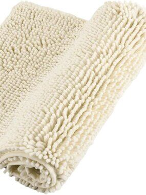 Chenille Bathroom Rugs Non Slip Bath Bathroom Accessories (Cream, 24" x 40")